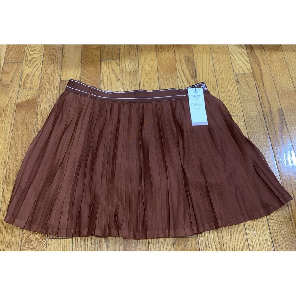 Calia Skort Pleated Mesh High-Rise Red Brown Court Athletic Tennis Large‎ $88
